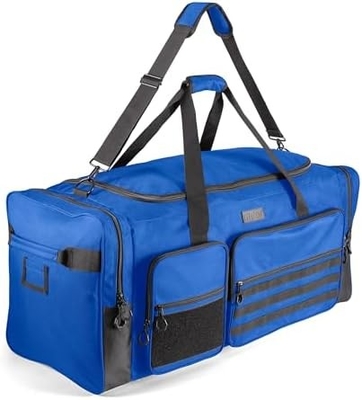 Fitdom 130L 36" De trabajo pesado Equipo de gimnasio de deportes extra grandes Equipo de viaje Bolso W/Corta de hombro ajustable y 7 compartimentos