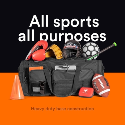 Fitdom 130L 36" De trabajo pesado Equipo de gimnasio de deportes extra grandes Equipo de viaje Bolso W/Corta de hombro ajustable y 7 compartimentos