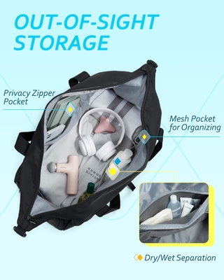 Bolso de gimnasia BAGSMART con compartimento para zapatos y bolsillo mojado, bolso de viaje de deportes ligero, C TO STORE SHOES DE SPORTS AGUA