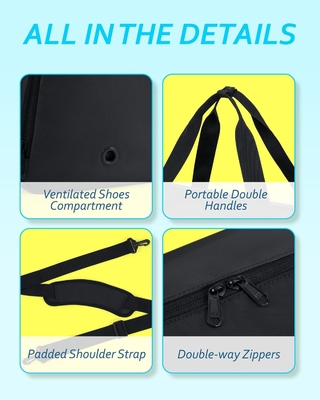 Bolso de gimnasia BAGSMART con compartimento para zapatos y bolsillo mojado, bolso de viaje de deportes ligero, C TO STORE SHOES DE SPORTS AGUA