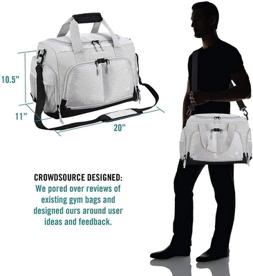 El bolso de bolso diseñado por una multitud de personas con 10 compartimentos óptimos incluyendo zapatos resistentes al agua