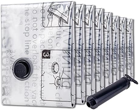 Suco 8 bolsas de almacenamiento de vacío medio, bolsas de ahorro de espacio con bomba de mano de viaje, bolsas de sellador hermético de compresión para ropa