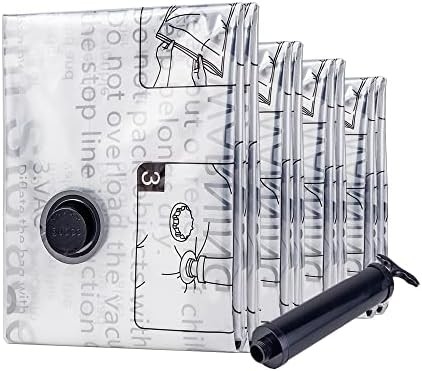 Suco 8 bolsas de almacenamiento de vacío medio, bolsas de ahorro de espacio con bomba de mano de viaje, bolsas de sellador hermético de compresión para ropa