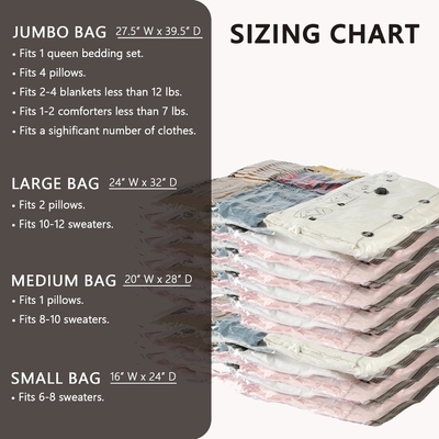 Suco 8 bolsas de almacenamiento de vacío medio, bolsas de ahorro de espacio con bomba de mano de viaje, bolsas de sellador hermético de compresión para ropa