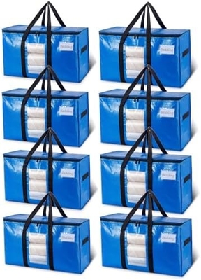 TAILI Bolsas de traslado extra grandes, 4 paquetes de bolsas pesadas para almacenamiento con ventana visible, asas de envoltura, bolsa de almacenamiento