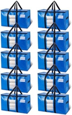 TAILI Bolsas de traslado extra grandes, 4 paquetes de bolsas pesadas para almacenamiento con ventana visible, asas de envoltura, bolsa de almacenamiento