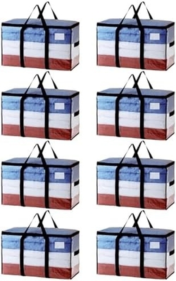 TAILI Bolsas de traslado extra grandes, 4 paquetes de bolsas pesadas para almacenamiento con ventana visible, asas de envoltura, bolsa de almacenamiento
