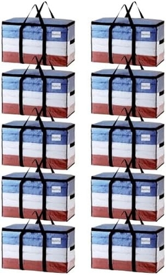 TAILI Bolsas de traslado extra grandes, 4 paquetes de bolsas pesadas para almacenamiento con ventana visible, asas de envoltura, bolsa de almacenamiento