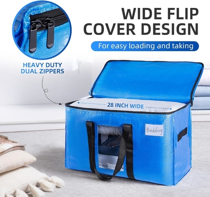 TAILI Bolsas de traslado extra grandes, 4 paquetes de bolsas pesadas para almacenamiento con ventana visible, asas de envoltura, bolsa de almacenamiento