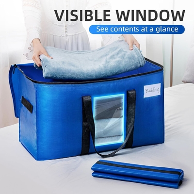 TAILI Bolsas de traslado extra grandes, 4 paquetes de bolsas pesadas para almacenamiento con ventana visible, asas de envoltura, bolsa de almacenamiento