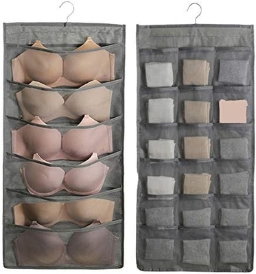 Sustátiles y ropa interior organizador de almacenamiento de redes bolsillos de doble lado estanterías de pared ahorro de espacio bolsa calcetines ropa interior cajón