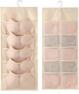 Sustátiles y ropa interior organizador de almacenamiento de redes bolsillos de doble lado estanterías de pared ahorro de espacio bolsa calcetines ropa interior cajón