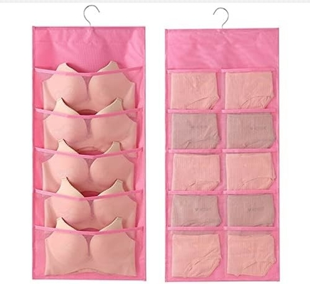 Sustátiles y ropa interior organizador de almacenamiento de redes bolsillos de doble lado estanterías de pared ahorro de espacio bolsa calcetines ropa interior cajón