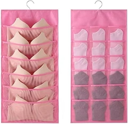 Sustátiles y ropa interior organizador de almacenamiento de redes bolsillos de doble lado estanterías de pared ahorro de espacio bolsa calcetines ropa interior cajón