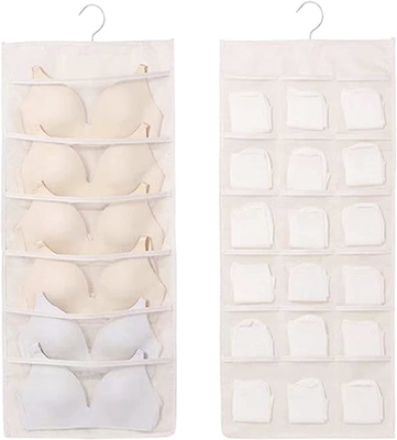 Sustátiles y ropa interior organizador de almacenamiento de redes bolsillos de doble lado estanterías de pared ahorro de espacio bolsa calcetines ropa interior cajón