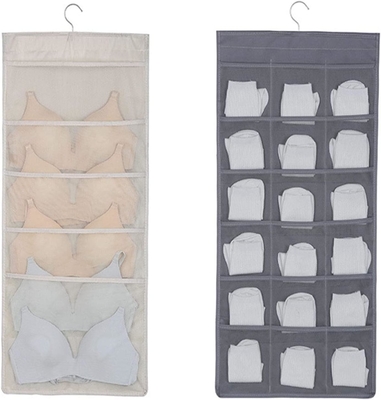 Sustátiles y ropa interior organizador de almacenamiento de redes bolsillos de doble lado estanterías de pared ahorro de espacio bolsa calcetines ropa interior cajón
