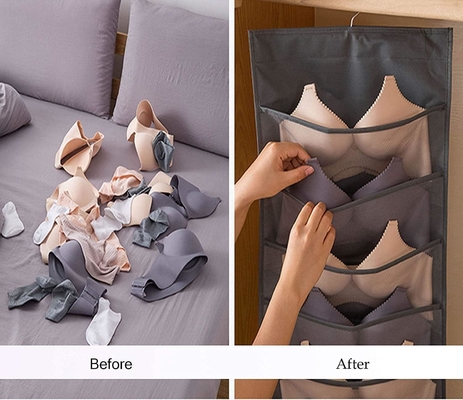 Sustátiles y ropa interior organizador de almacenamiento de redes bolsillos de doble lado estanterías de pared ahorro de espacio bolsa calcetines ropa interior cajón