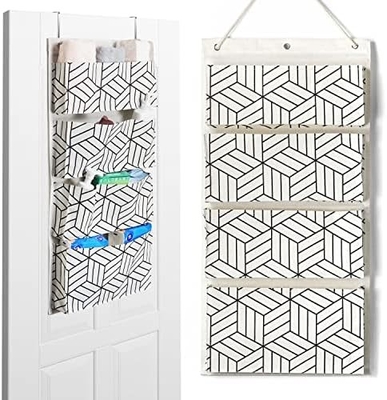 2pcs de bolso de almacenamiento de pared grande colgando, el armario de la puerta de lino de tela bolsillos organizador, a prueba de agua para el salón dormitorio
