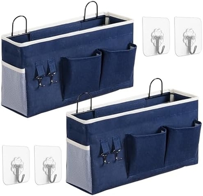 2pcs de bolso de almacenamiento de pared grande colgando, el armario de la puerta de lino de tela bolsillos organizador, a prueba de agua para el salón dormitorio
