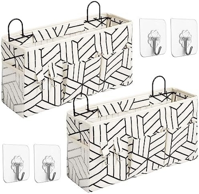 2pcs de bolso de almacenamiento de pared grande colgando, el armario de la puerta de lino de tela bolsillos organizador, a prueba de agua para el salón dormitorio