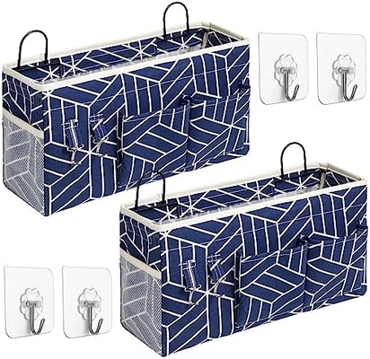 2pcs de bolso de almacenamiento de pared grande colgando, el armario de la puerta de lino de tela bolsillos organizador, a prueba de agua para el salón dormitorio