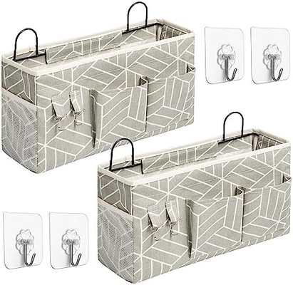 2pcs de bolso de almacenamiento de pared grande colgando, el armario de la puerta de lino de tela bolsillos organizador, a prueba de agua para el salón dormitorio