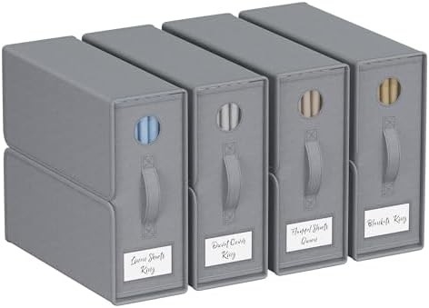 Organizadores y almacenamiento de sábanas, 4-pack, tamaño queen/king (gris), organizador de sábanas, contenedores de almacenamiento de tela para sábanas,