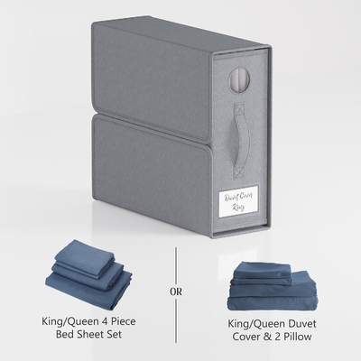 Organizadores y almacenamiento de sábanas, 4-pack, tamaño queen/king (gris), organizador de sábanas, contenedores de almacenamiento de tela para sábanas,