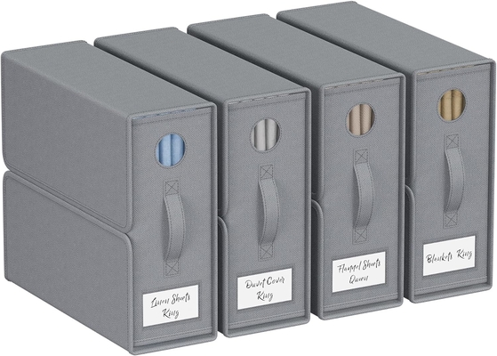 Organizadores y almacenamiento de sábanas, 4-pack, tamaño queen/king (gris), organizador de sábanas, contenedores de almacenamiento de tela para sábanas,