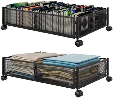 Almacenamiento bajo la cama con ruedas debajo de la cama Contenedores de almacenamiento de metal grande plegable para ahorrar espacio debajo de la cama