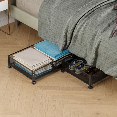 Almacenamiento bajo la cama con ruedas debajo de la cama Contenedores de almacenamiento de metal grande plegable para ahorrar espacio debajo de la cama