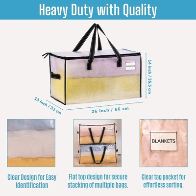 VENO 6 Pack bolsas de mudanza, mantel y mantas bolsas de almacenamiento para el armario, cajas de mudanza, cajas con tapas alternativa,