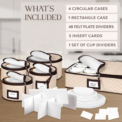 Contenedores de almacenamiento de China Conjunto de 5 piezas Cajas móviles para vajilla, vasos, platos, tazas y platillos robustos con colchas