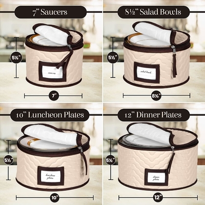 Contenedores de almacenamiento de China Conjunto de 5 piezas Cajas móviles para vajilla, vasos, platos, tazas y platillos robustos con colchas