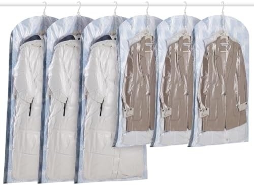 TAILI Bolsas colgantes de almacenamiento al vacío Bolsas de ahorro de espacio, conjunto de 4 (2 largas, 2 cortas), bolsas de sellado al vacío transparentes para ropa