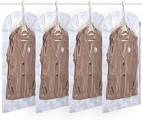 TAILI Bolsas colgantes de almacenamiento al vacío Bolsas de ahorro de espacio, conjunto de 4 (2 largas, 2 cortas), bolsas de sellado al vacío transparentes para ropa