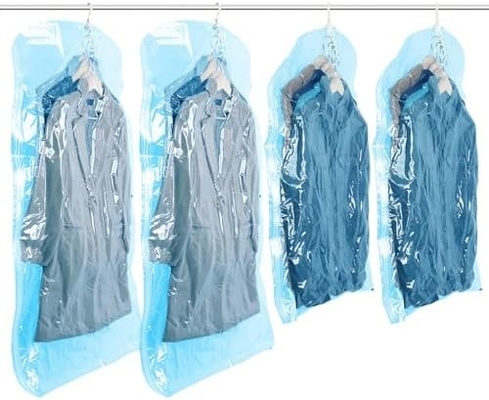 TAILI Bolsas colgantes de almacenamiento al vacío Bolsas de ahorro de espacio, conjunto de 4 (2 largas, 2 cortas), bolsas de sellado al vacío transparentes para ropa