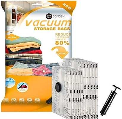 12 BOLSOS DE VACUUM (3 X JUMBO, 3 X GRAN, 3 X MEDIO, 3 X PEQUEÑO), con bolsas de compresión para selladores de ahorro de espacio