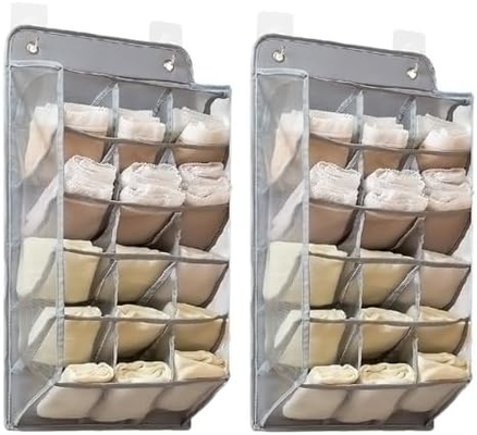 3D NUEVO ORGANIZADOR DE CABINETAS DURABLES con bolsillos de malla 3D, estante de la pared el armario colgando la bolsa de almacenamiento (BEIGE-2PACK)