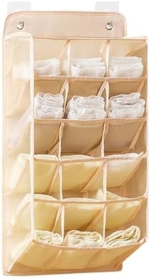 3D NUEVO ORGANIZADOR DE CABINETAS DURABLES con bolsillos de malla 3D, estante de la pared el armario colgando la bolsa de almacenamiento (BEIGE-2PACK)