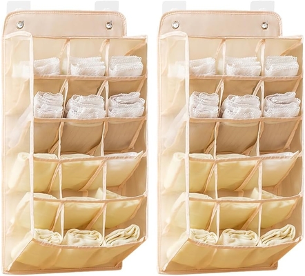 3D NUEVO ORGANIZADOR DE CABINETAS DURABLES con bolsillos de malla 3D, estante de la pared el armario colgando la bolsa de almacenamiento (BEIGE-2PACK)