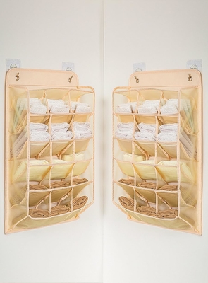 3D NUEVO ORGANIZADOR DE CABINETAS DURABLES con bolsillos de malla 3D, estante de la pared el armario colgando la bolsa de almacenamiento (BEIGE-2PACK)