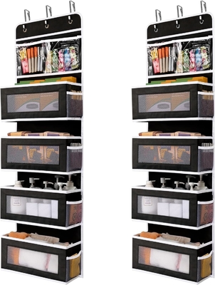 JARLINK 2 Pack 5 estanterías por encima de la puerta organizador colgante, montaje en pared plegable 4 bolsillo grande almacenamiento de gran capacidad con PVC