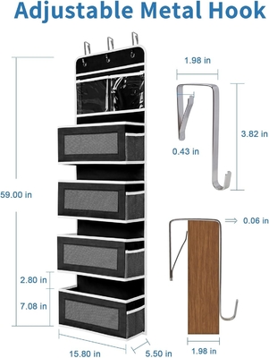 JARLINK 2 Pack 5 estanterías por encima de la puerta organizador colgante, montaje en pared plegable 4 bolsillo grande almacenamiento de gran capacidad con PVC