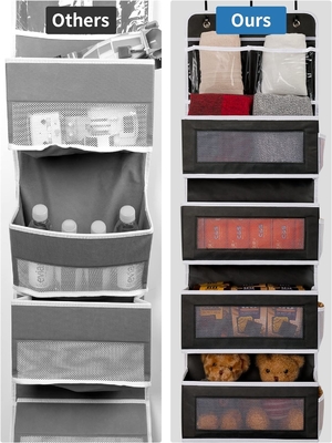 JARLINK 2 Pack 5 estanterías por encima de la puerta organizador colgante, montaje en pared plegable 4 bolsillo grande almacenamiento de gran capacidad con PVC