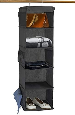 SINGLE Householdware 5 estanterías organizador del armario colgante, gris