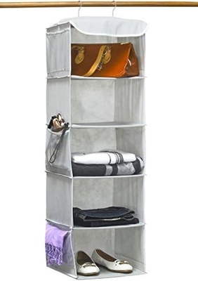 SINGLE Householdware 5 estanterías organizador del armario colgante, gris