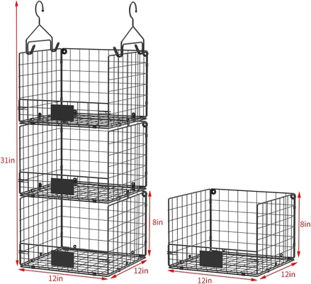Sonyabecca 3-Tier organizador de armario colgante con placa de identificación, ropa colgando estantes 5 S ganchos, montaje en la pared y el gabinete
