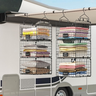 Sonyabecca 3-Tier organizador de armario colgante con placa de identificación, ropa colgando estantes 5 S ganchos, montaje en la pared y el gabinete