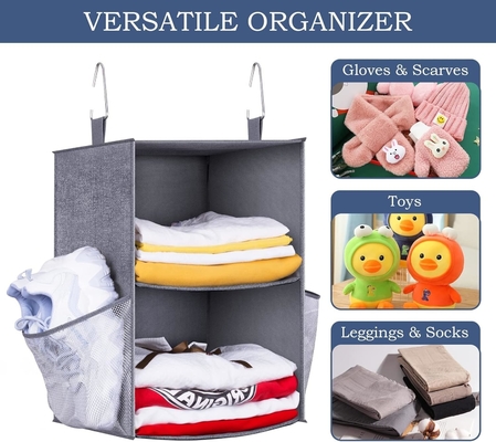 KEETDY 2 estanterías organizadores de armarios pequeños colgantes y almacenamiento con 2 bolsillos de zapatos grandes organizador de estanterías colgantes para